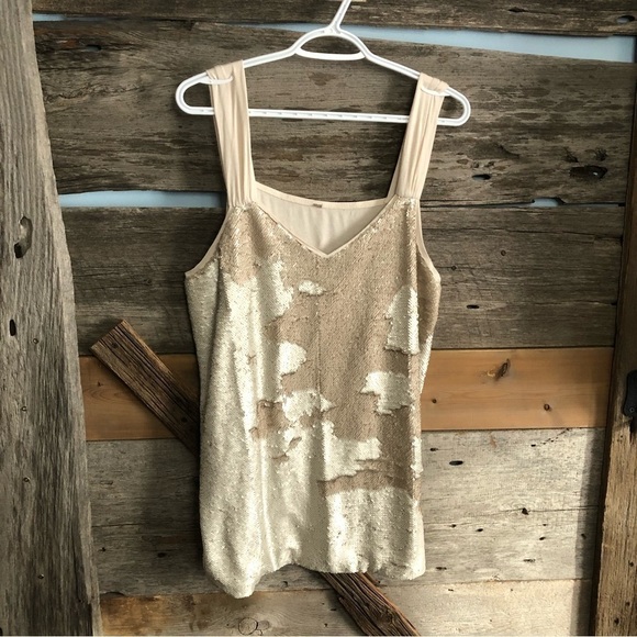 Penningtons Plus Size 2X Cream/Matte Sequin Tank Top - Picture 1 of 4